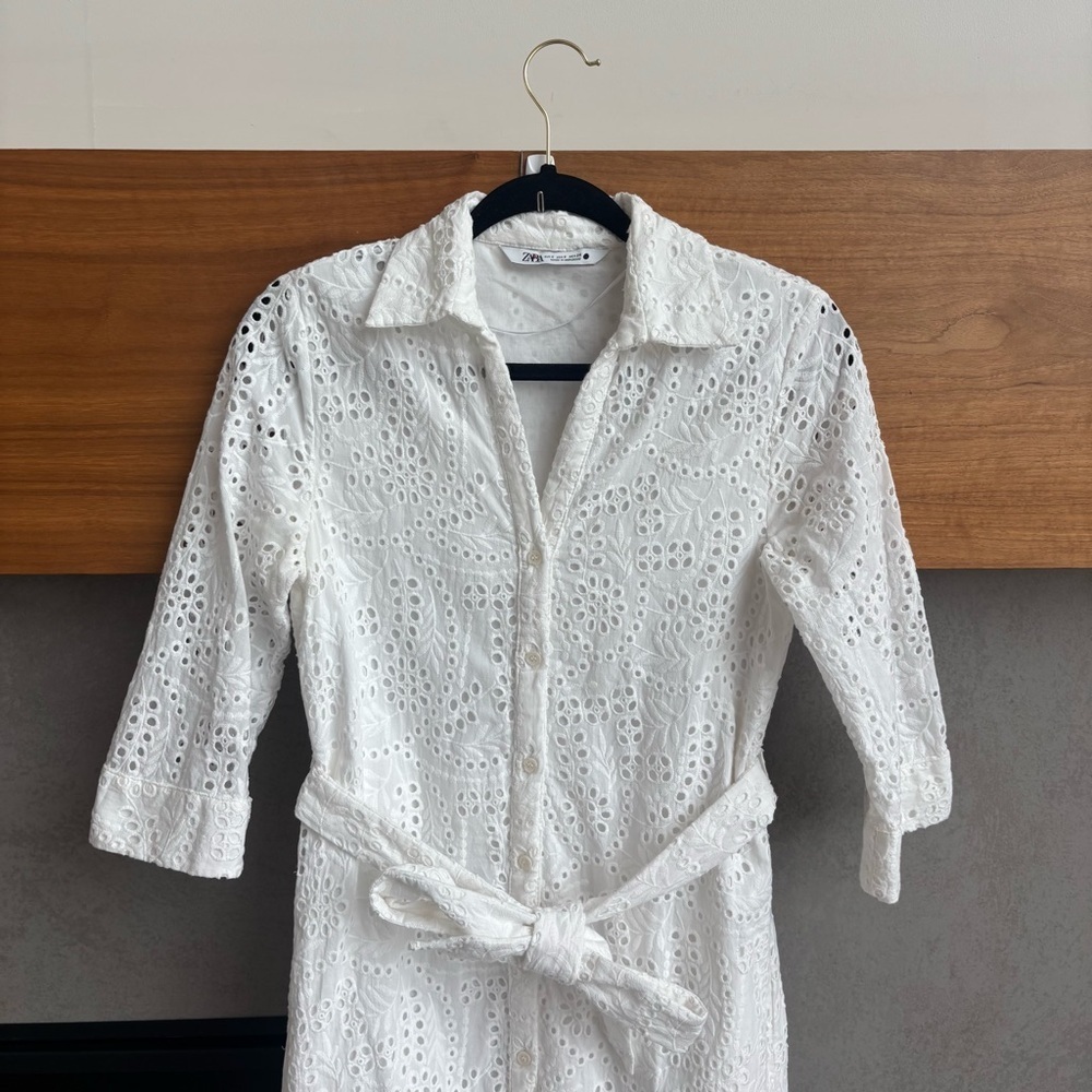 Zara Cutwork Embroidery Midi Dress, Size S - Picture 2 of 13